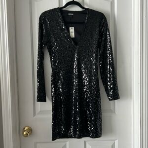 Express Black Sequin Dress